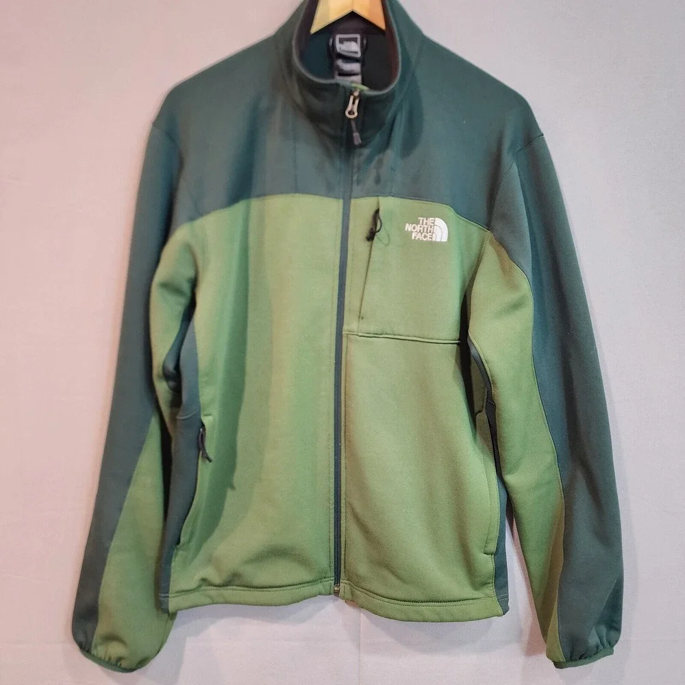 The North Face Fleece Jacket Green Two Tone Full Zip Mens Large